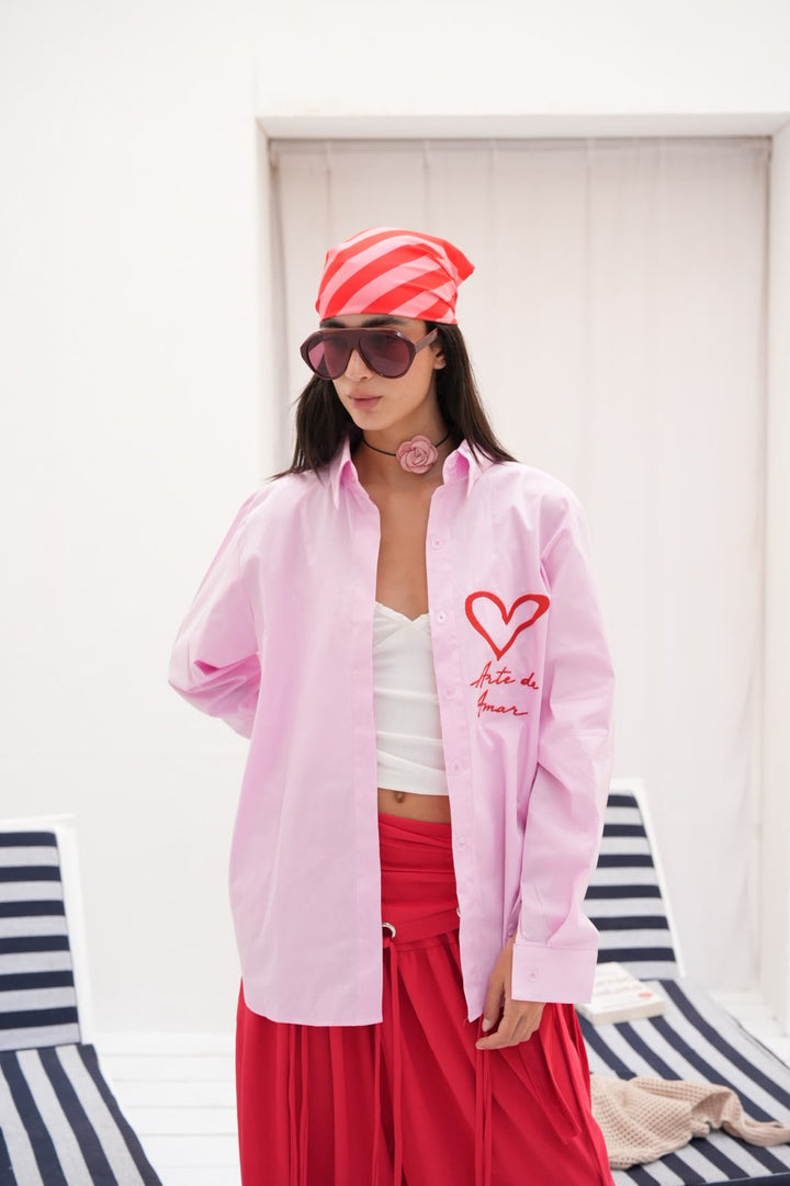Pink embroidered Amor shirt