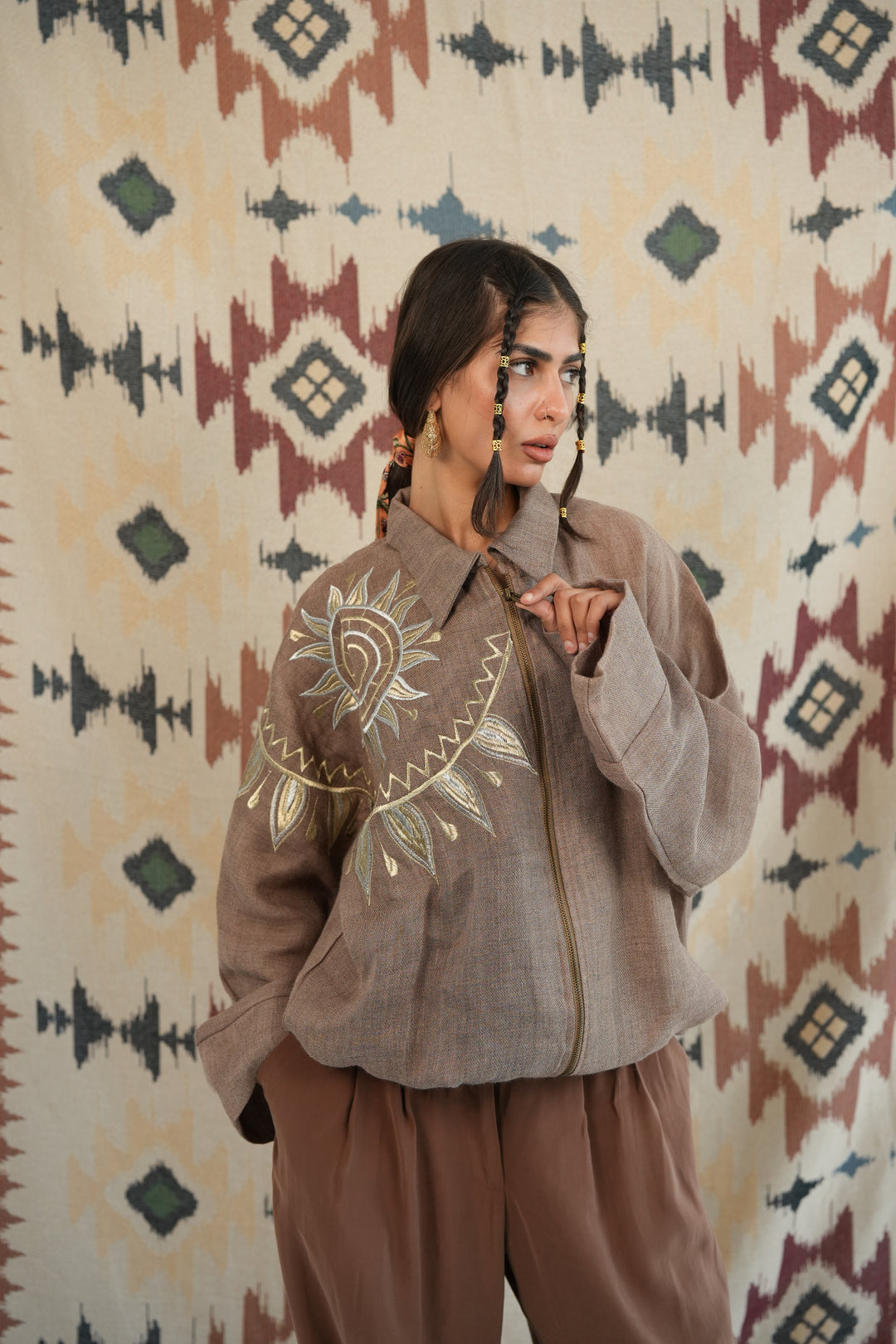 Sunrays zipper jacket (pure linen)