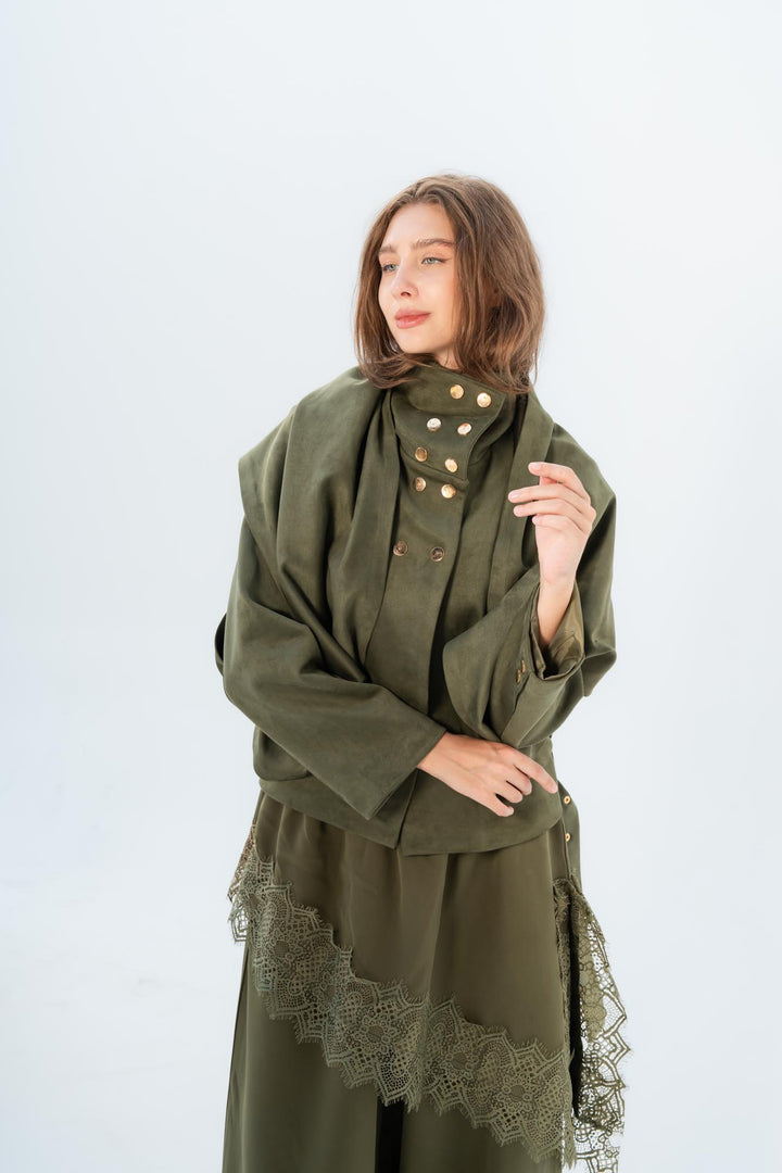 Olive milan draped jacket