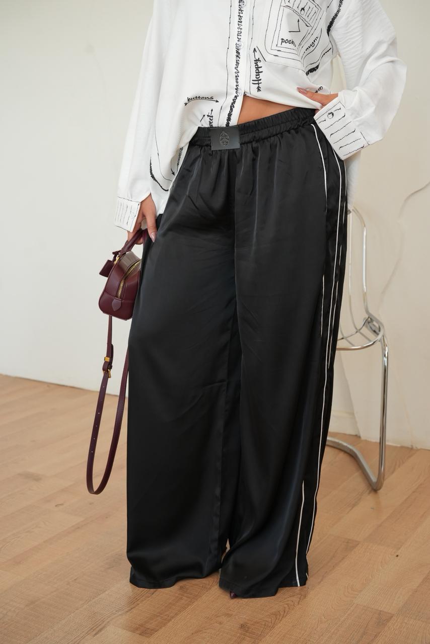 Black Vela satin pants