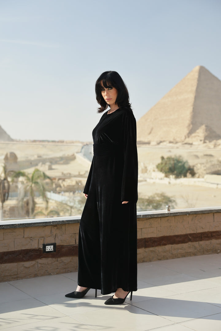 Velvet flare jumpsuit