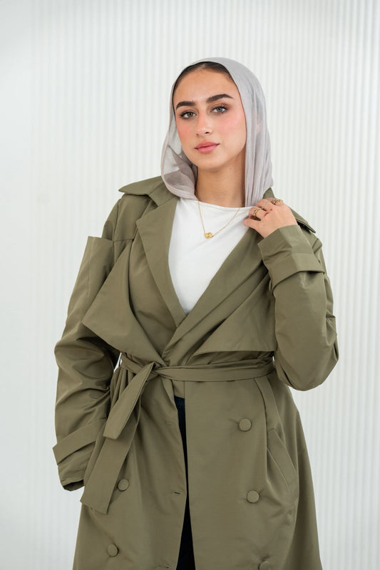 Diva Trench Coat in Olive