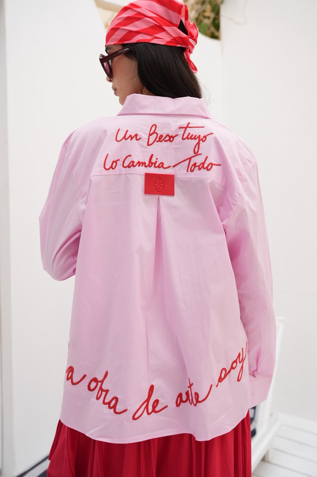 Pink embroidered Amor shirt