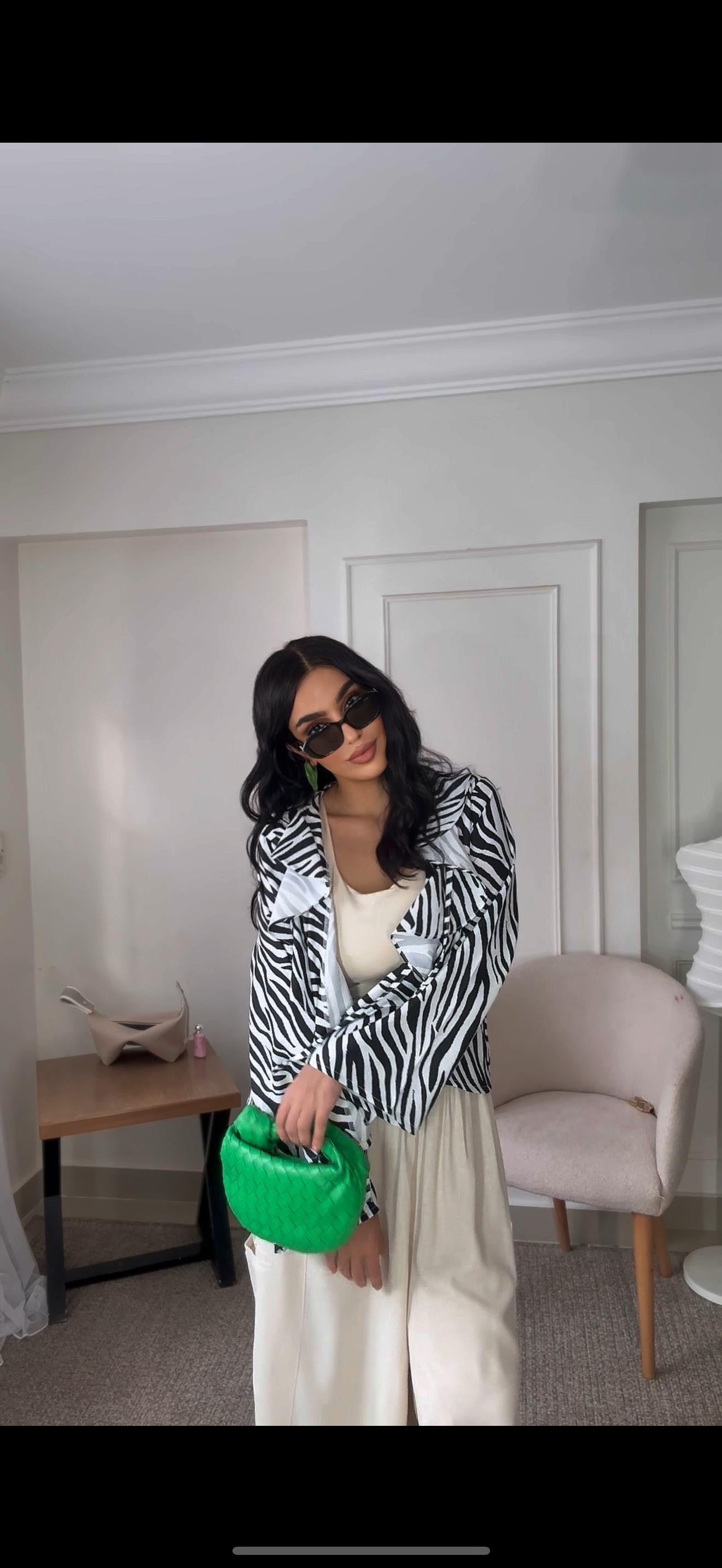 Zebra Ruffled Blouse