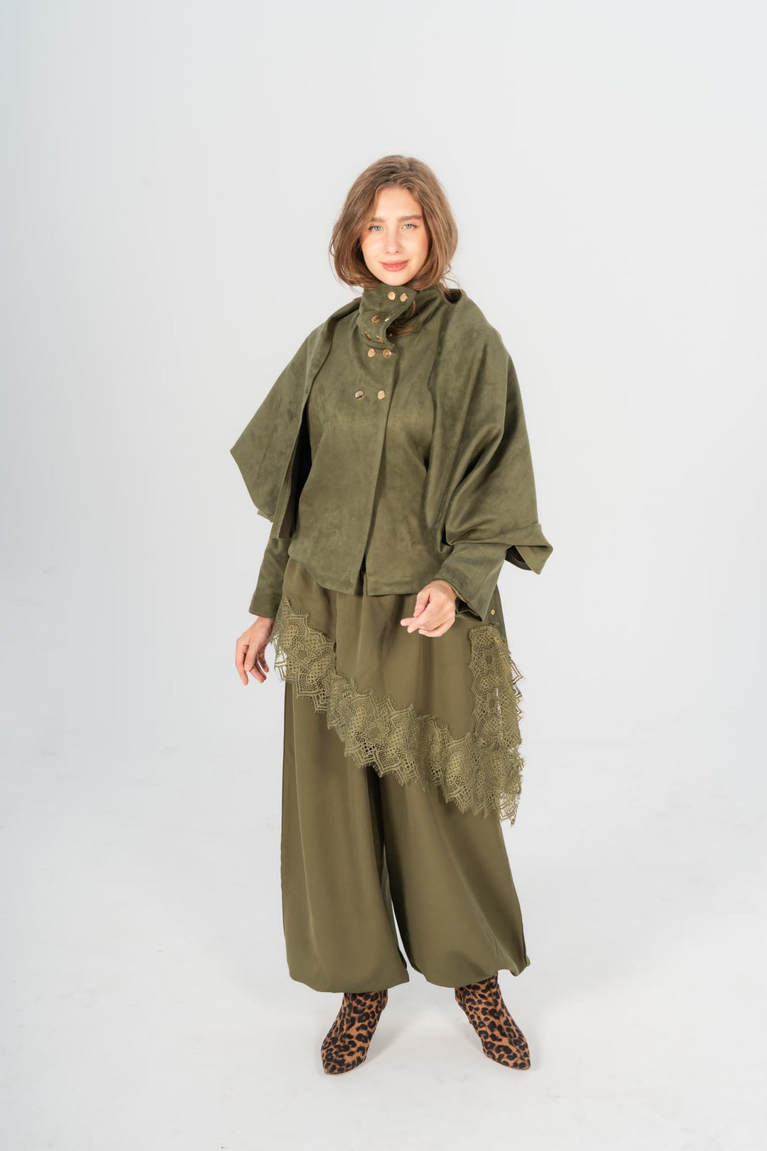 Olive milan draped jacket