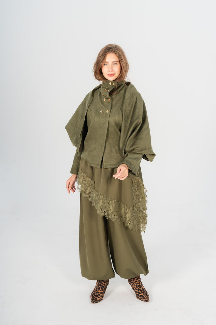 Olive milan draped jacket