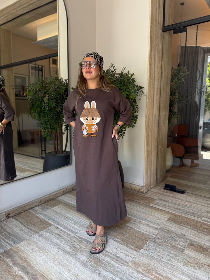 Labubu coffee shirt dress