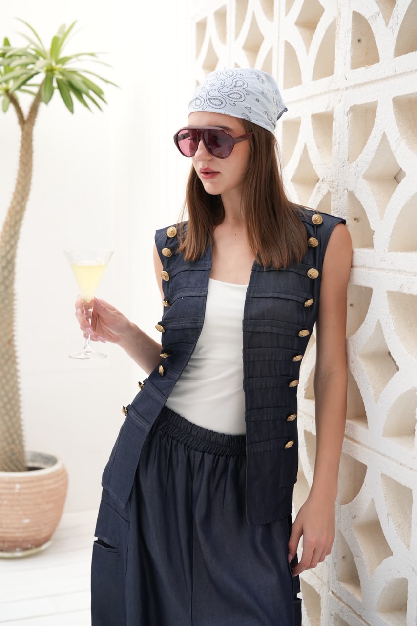 Riviera blue denim set