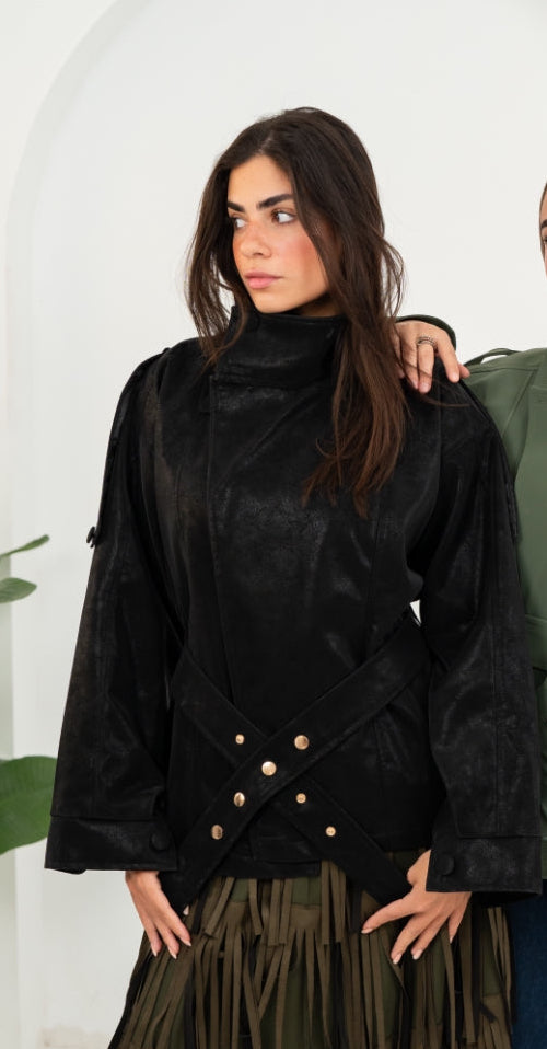 Elara Black Leather Jacket