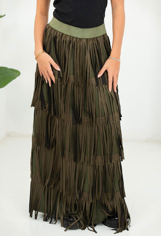 Olive Tasselia Skirt