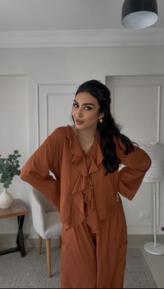 Orange camel ruffled set