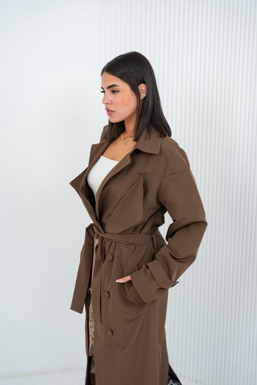 Diva Trench Coat in Brown