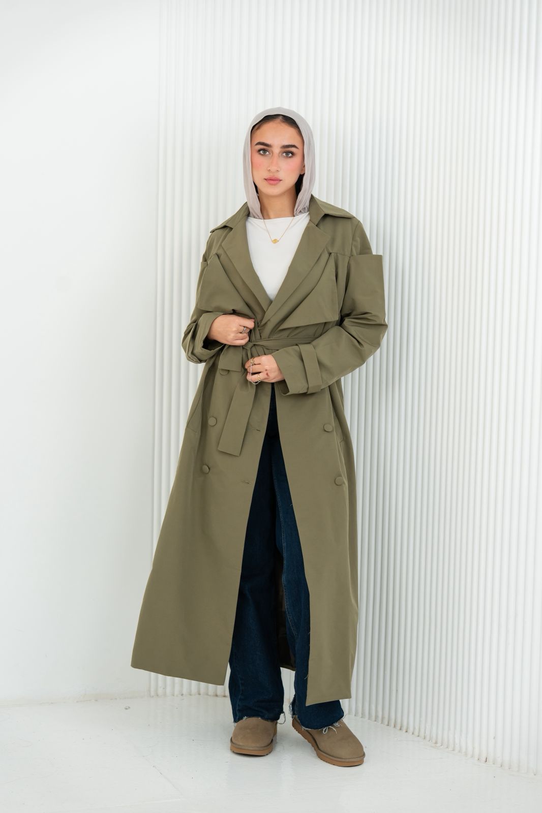 Diva Trench Coat in Olive
