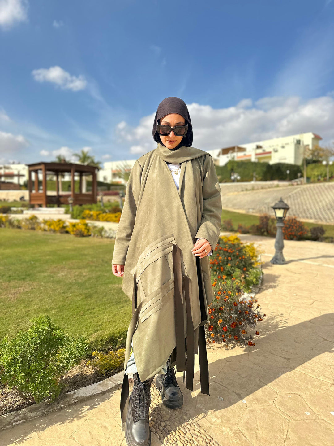 The Boho Suede Cardigan In Olive