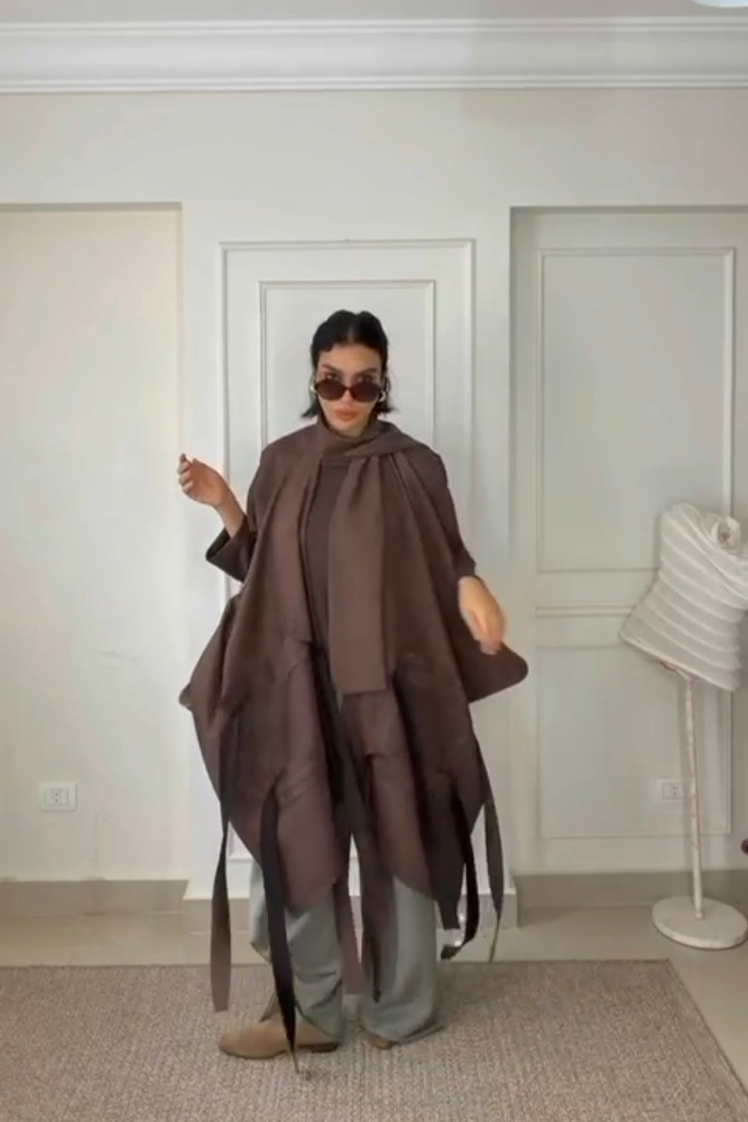 The Boho Suede Cardigan In Brown