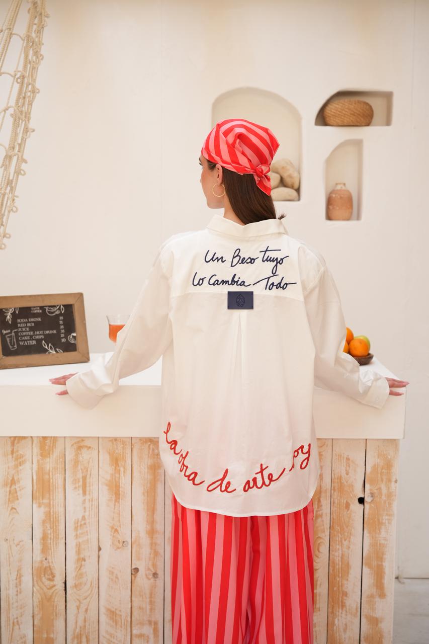 White embroidered Amor shirt