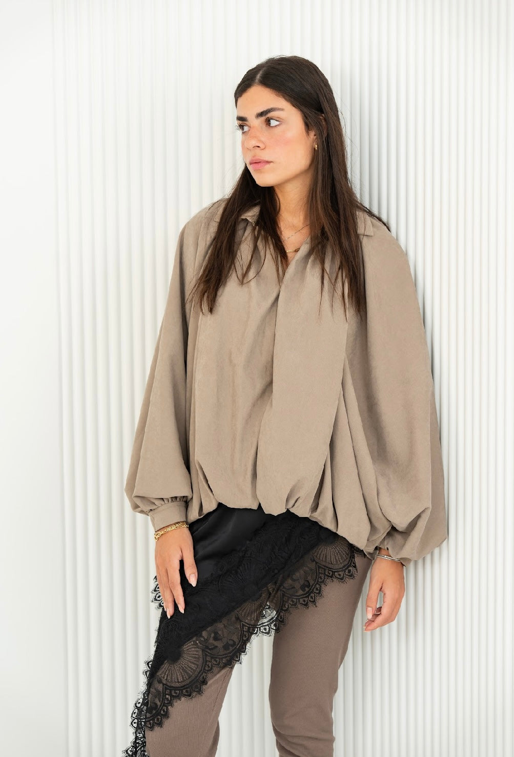 Fleuri Greige Zipper Jacket