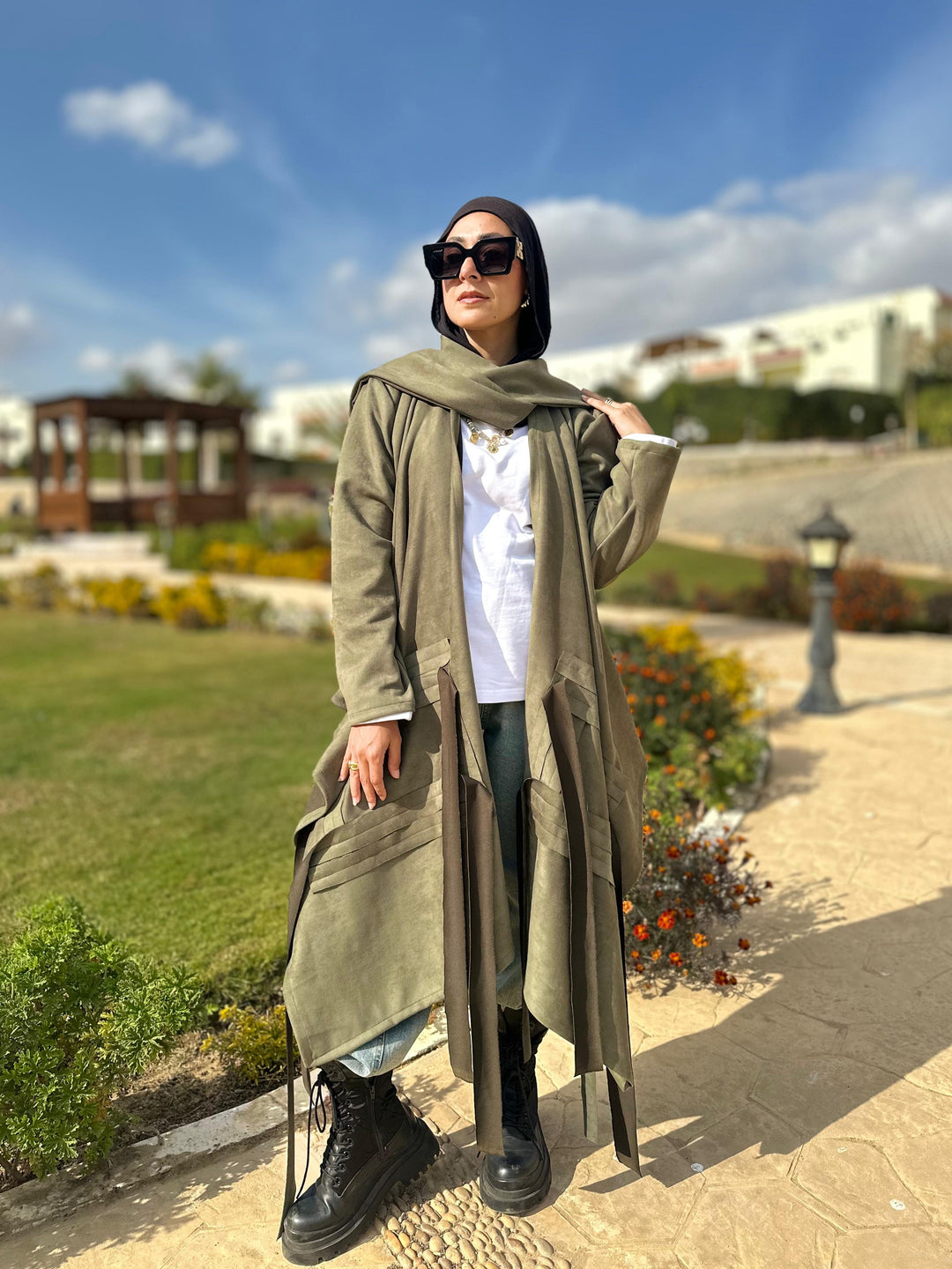 The Boho Suede Cardigan In Olive