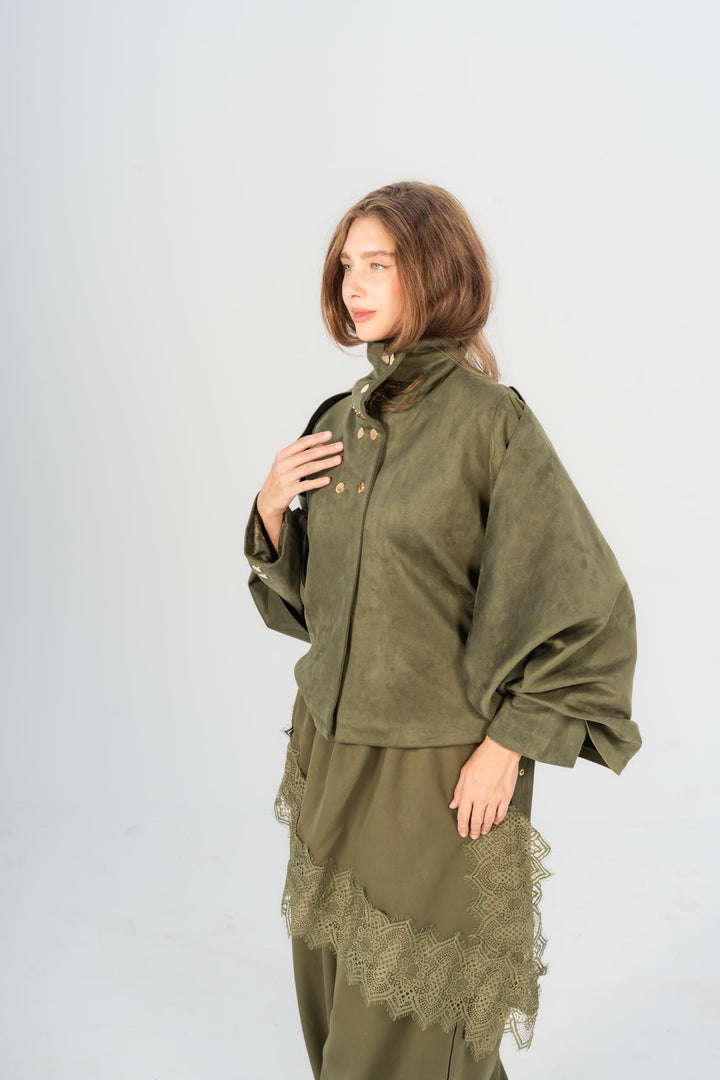Olive milan draped jacket