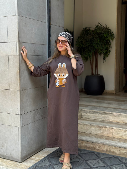 Labubu coffee shirt dress
