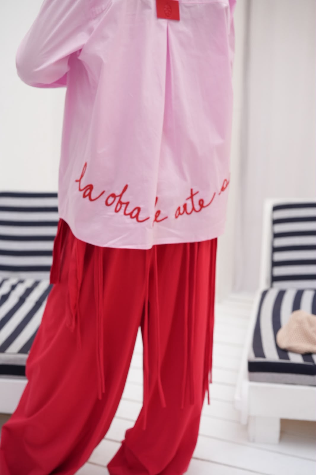 Pink embroidered Amor shirt