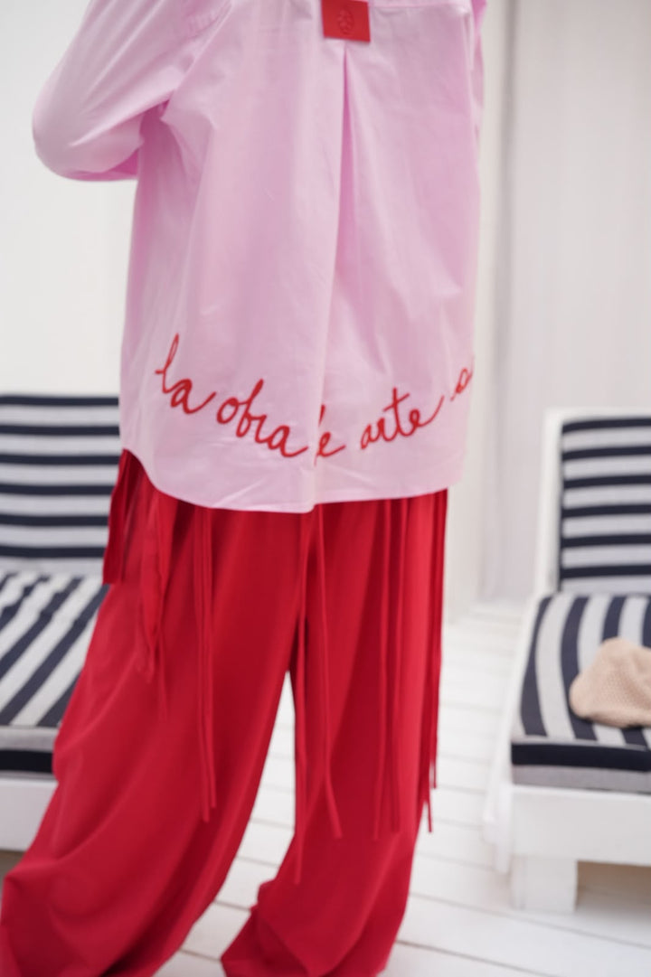 Pink embroidered Amor shirt