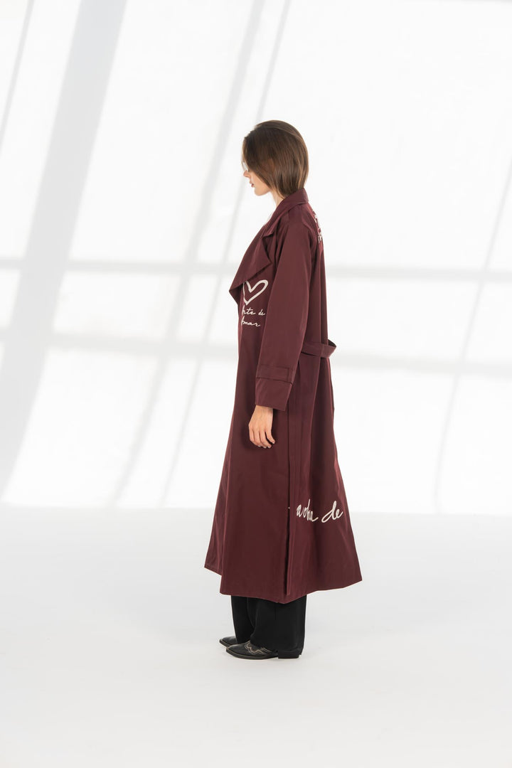 Burgundy longline Amor coat