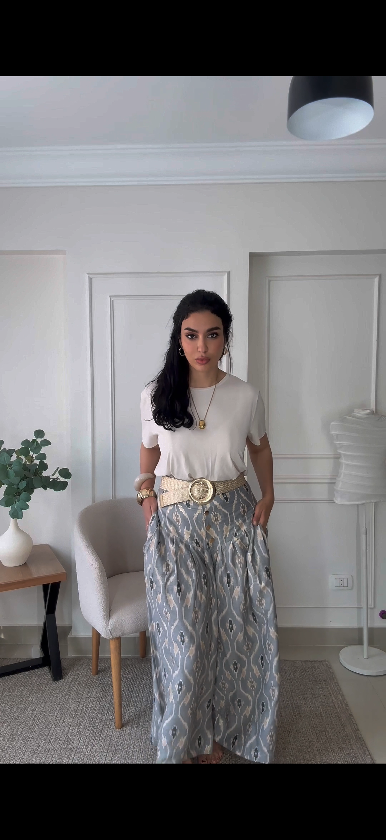 Blue shades extra wide leg pants