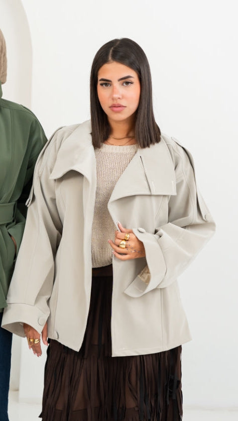 Elara Creamy Leather Jacket