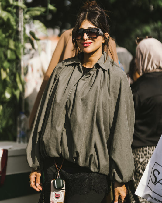 Fleuri Olive Zipper Jacket