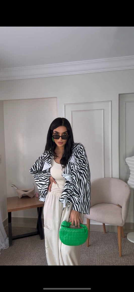Zebra Ruffled Blouse