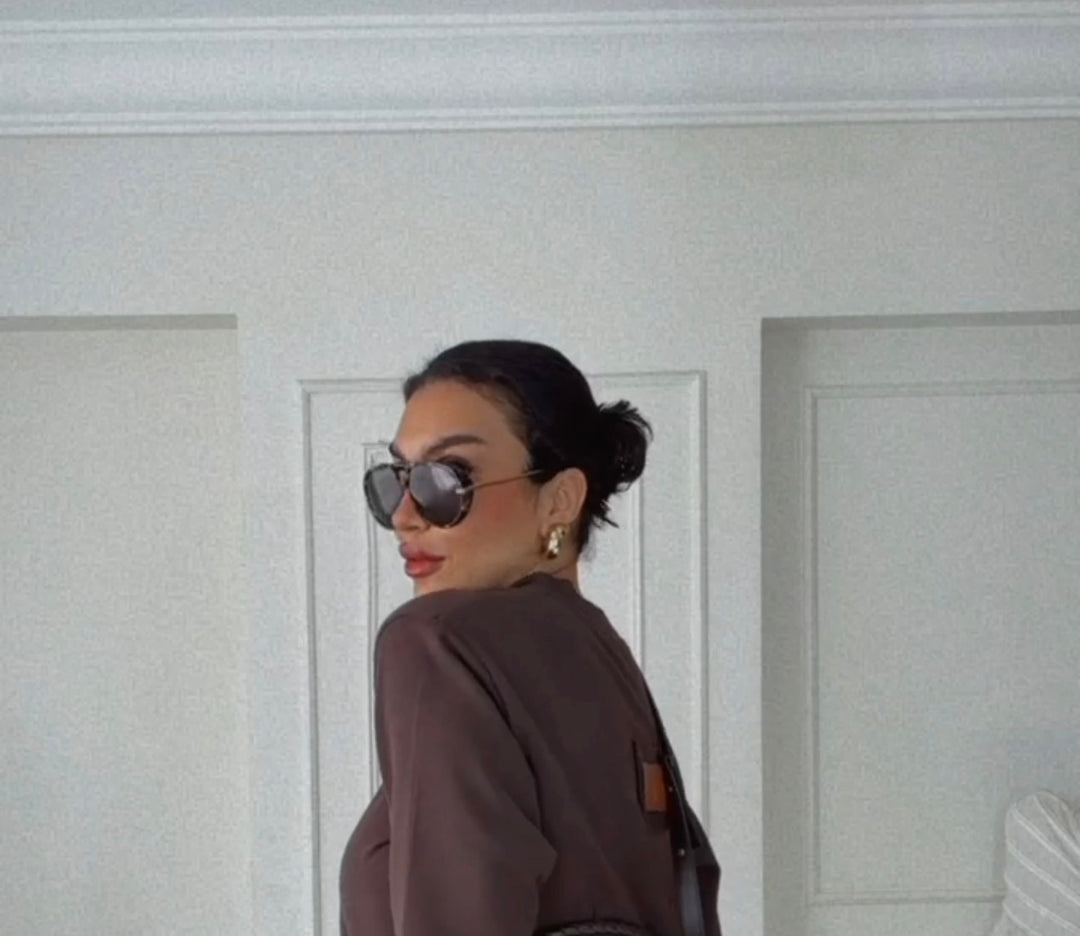 Brown comfy set with lace cuffs