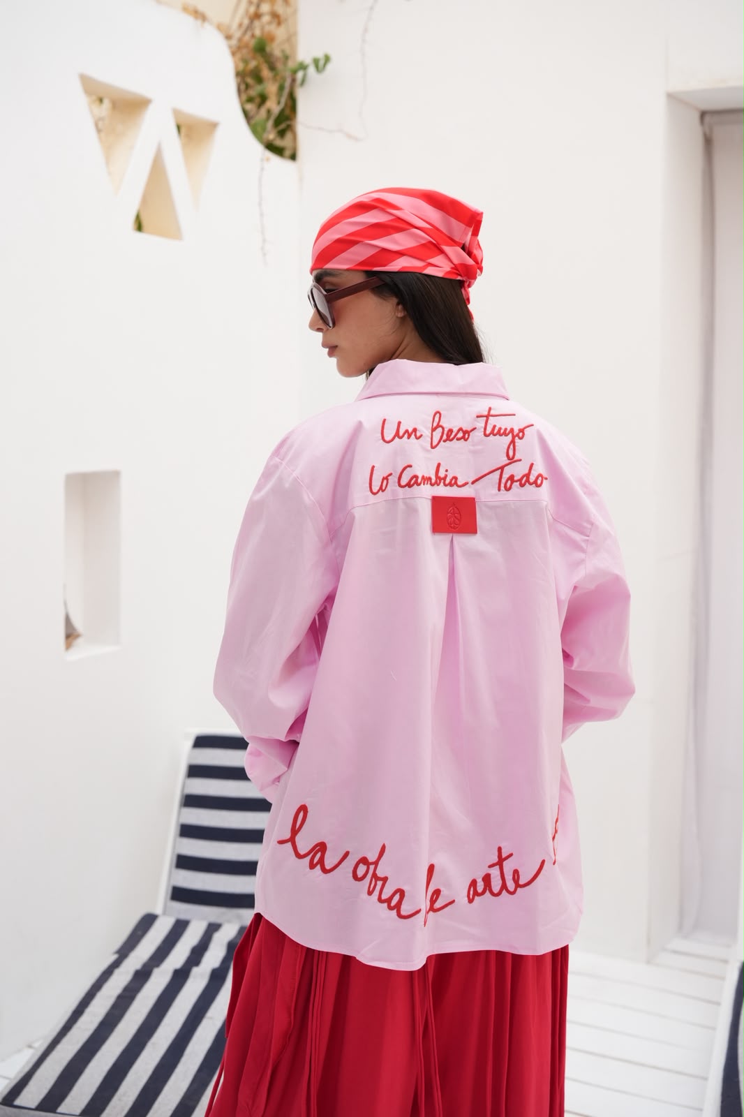 Pink embroidered Amor shirt