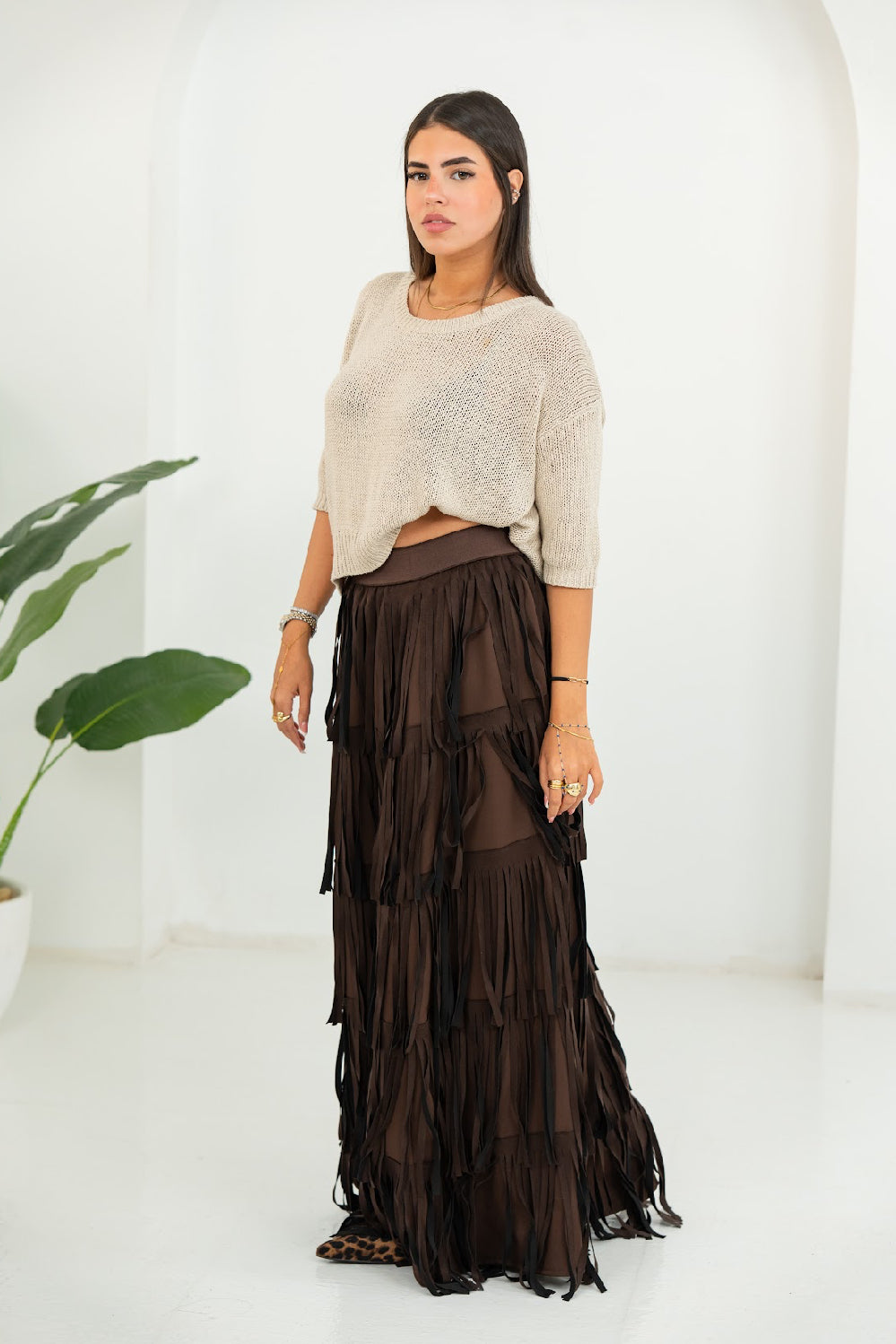 Brown Tasselia Skirt