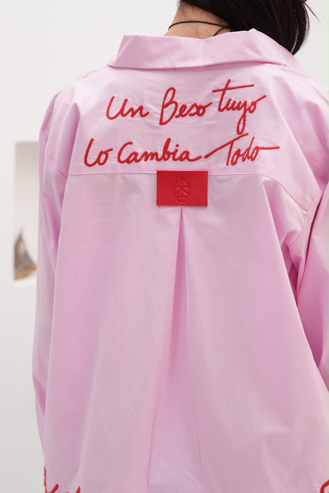 Pink embroidered Amor shirt