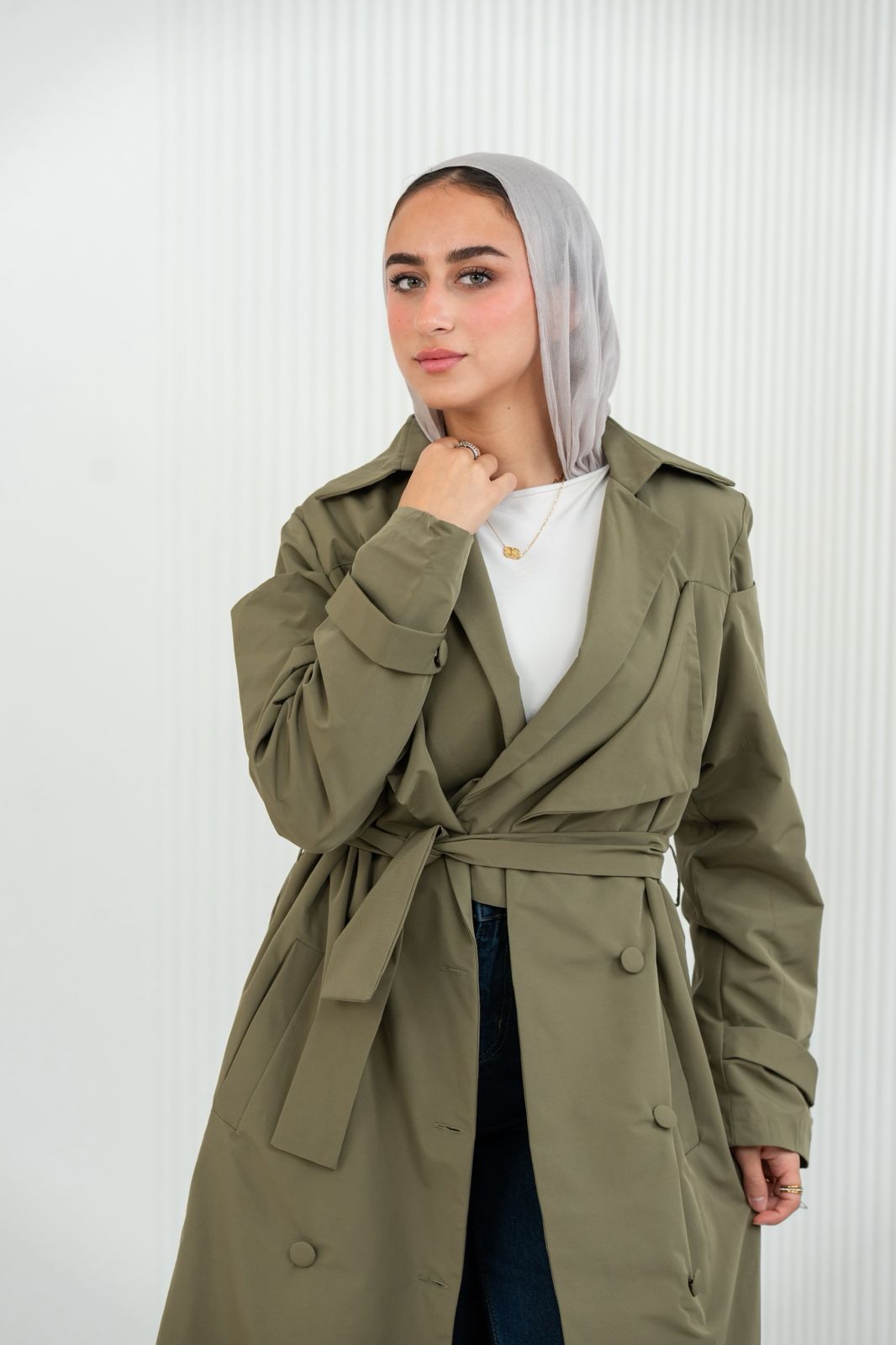 Diva Trench Coat in Olive