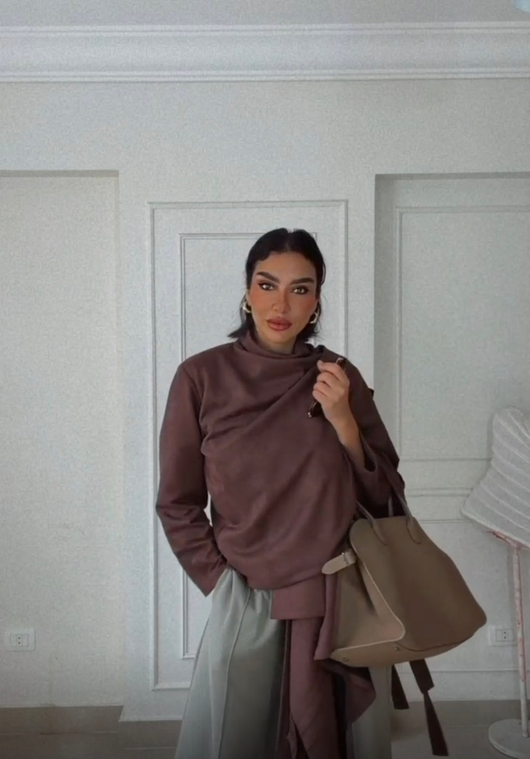 The Boho Suede Cardigan In Brown