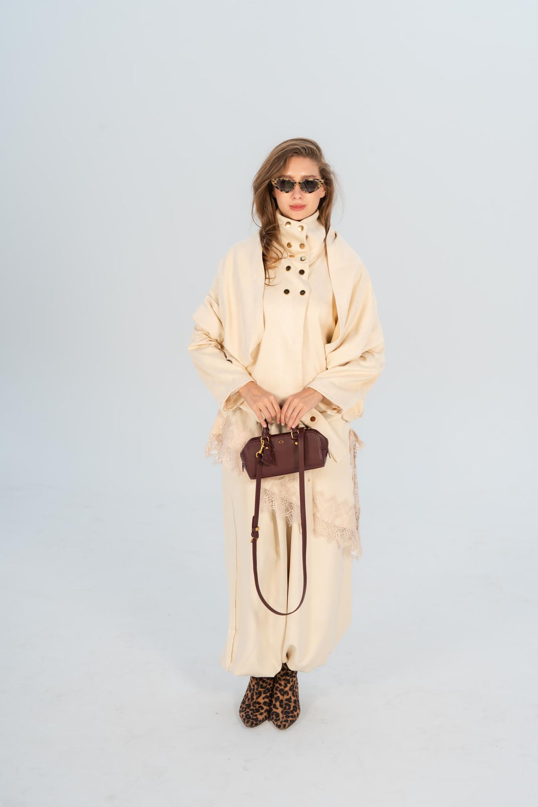 Creme milan draped jacket