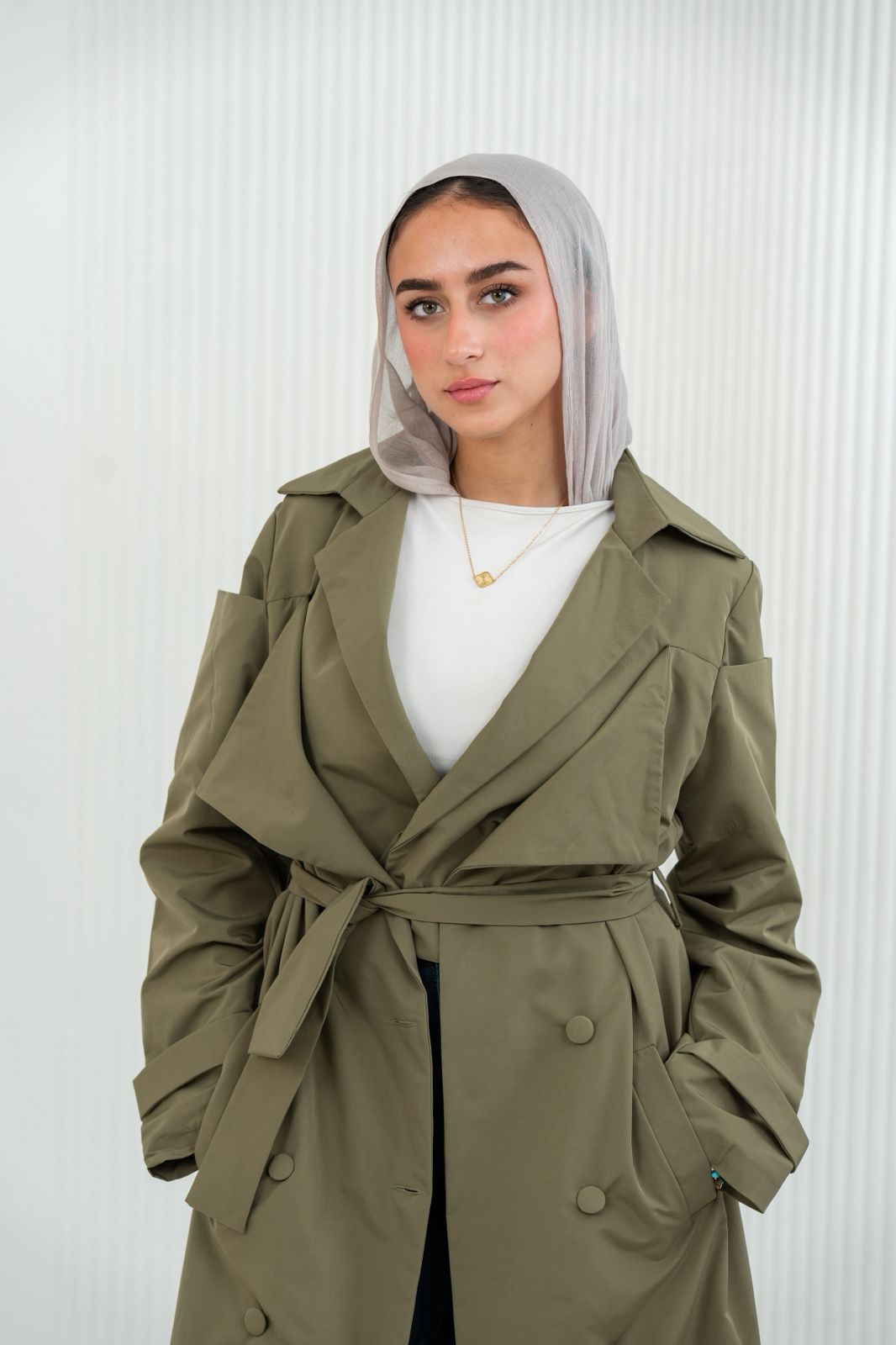 Diva Trench Coat in Olive