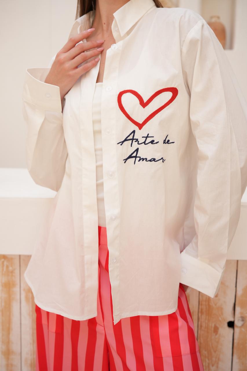 White embroidered Amor shirt