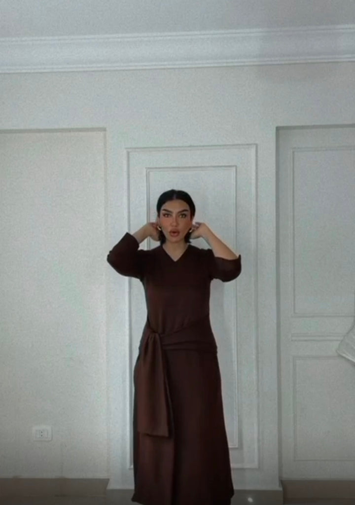Wrap brown dress