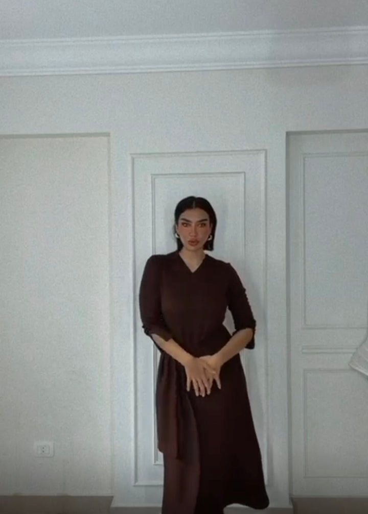 Wrap brown dress