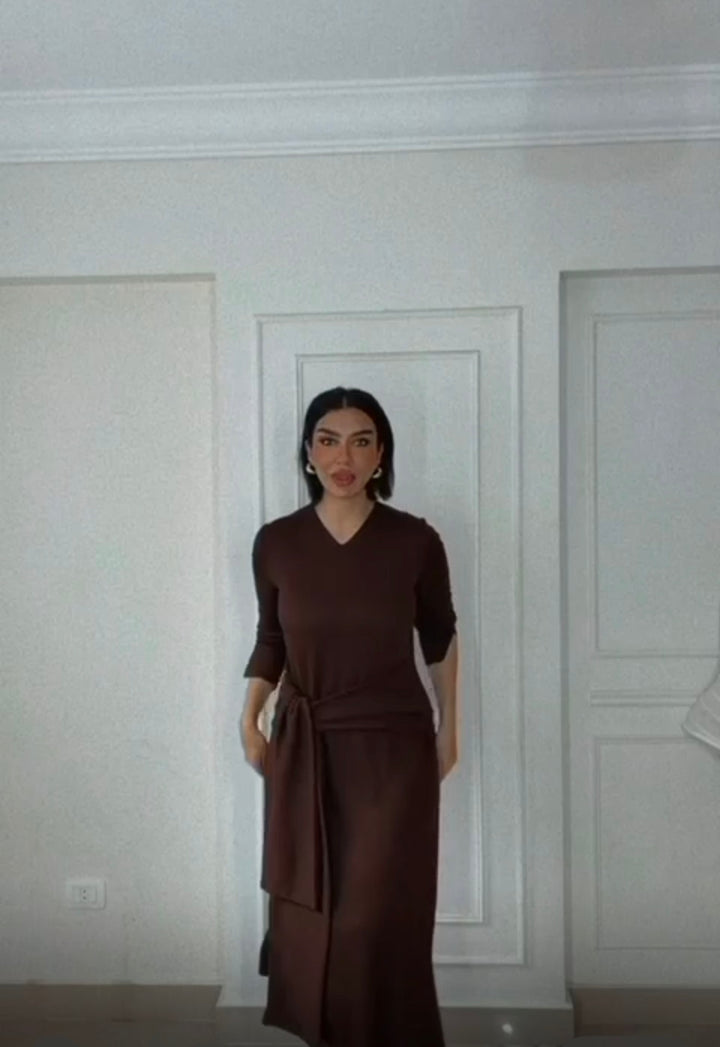 Wrap brown dress