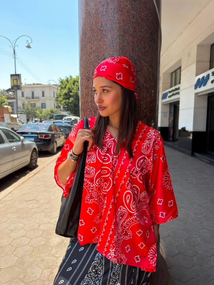 RED BANDANA BLOUSE