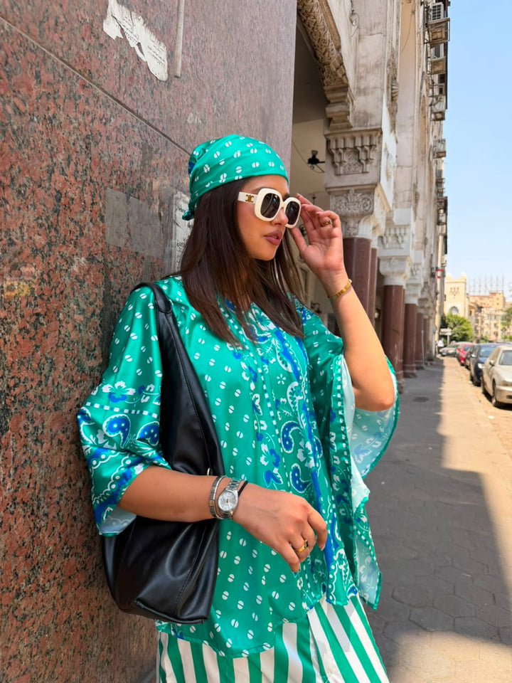 BLUE BANDANA BLOUSE