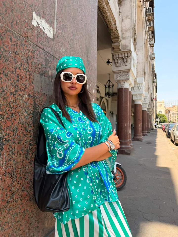 BLUE BANDANA BLOUSE