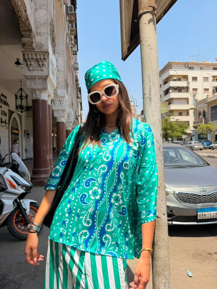 BLUE BANDANA BLOUSE