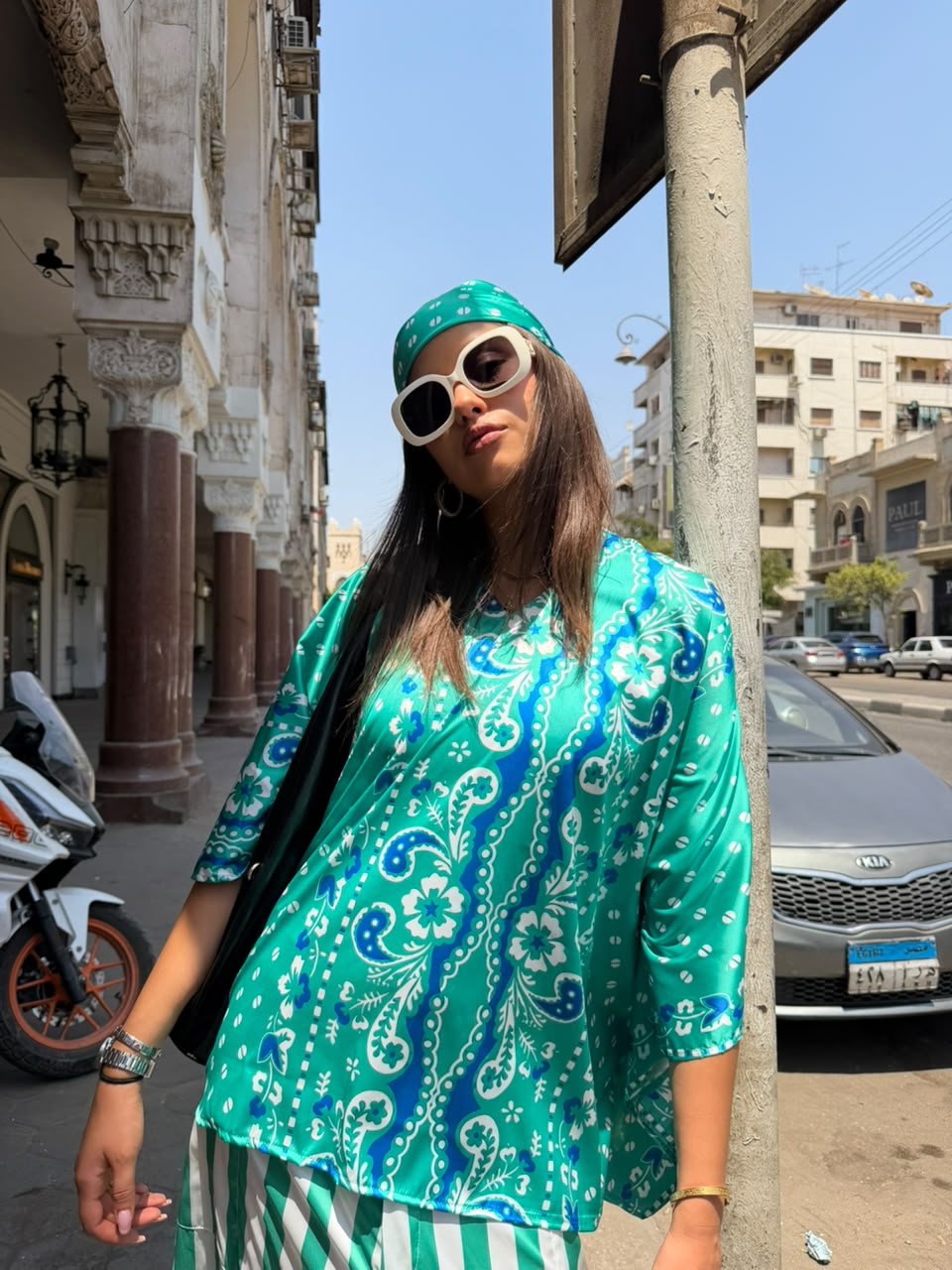 BLUE BANDANA BLOUSE