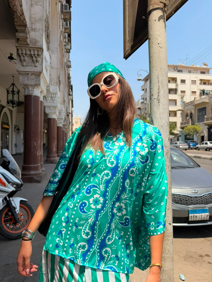 BLUE BANDANA BLOUSE