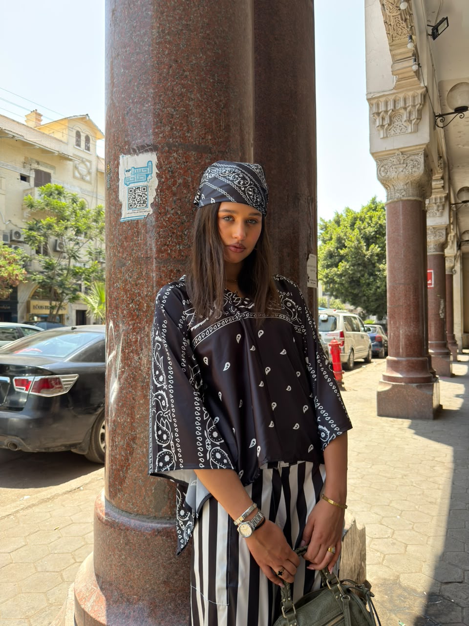 BLACK BANDANA BLOUSE